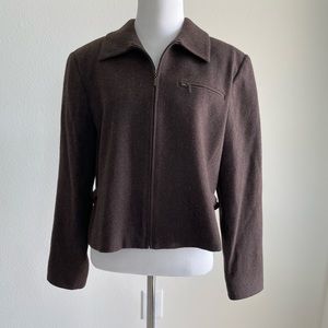 Vintage Brown Cropped Pendleton Zip Up Size 10